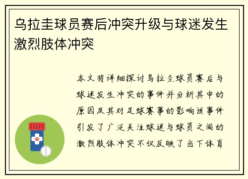 乌拉圭球员赛后冲突升级与球迷发生激烈肢体冲突